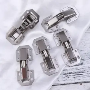 5Pcs Steel Cabinet Door Hinges Thickened 1.5mm Hydraulic Concealed Face Frame Mounting Heavy Duty Furniture Hinges Silent Stable