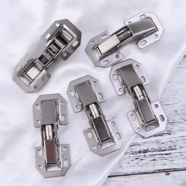 5Pcs Steel Cabinet Door Hinges Thickened 1.5mm Hydraulic Concealed Face Frame Mounting Heavy Duty Furniture Hinges Silent Stable