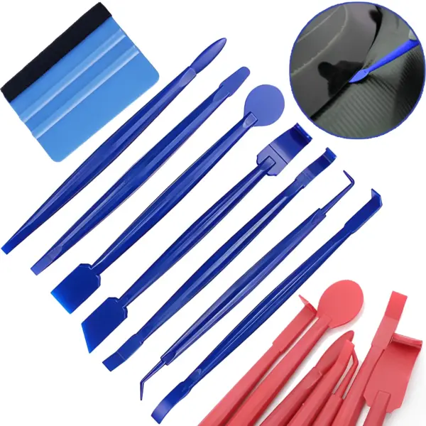 8Pcs Car Vinyl Wrap Film Squeegee Scraper Tools Carbon Fiber Decal Film Installation Edge Trimmer Squeegee Kit Auto Accessories