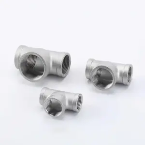 DN6/DN8/DN15/DN25 male+male+Female Threaded 3 Way Tee T Pipe Fitting 1/4" 1/2" 3/4" 1" 1-1/4" BSP Threaded 304 Stainless Steel