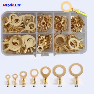 150/200PCS Circular Copper Crimped Terminal Kit M3-M12 Ring Wire Lugs Non-Insulated Cable Lugs Wire Connectors Grounding Sheet