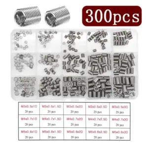 300Pcs Wire Thread Inserts kit Stainless Steel M3 M4 M5 Helicoil Kit Wire Screw Sleeve Thread Repair Kit for Automotive Repairs