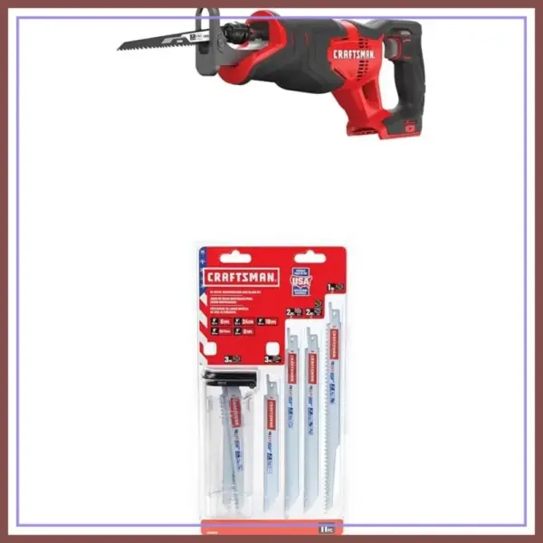 20V Cordless Reciprocating Saw, 1-Inch Stroke, Tool Only with 11-Piece Blade Set