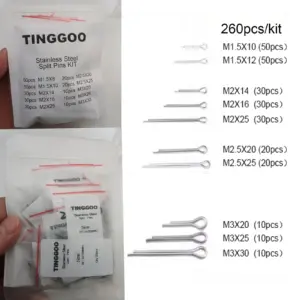 260Pcs/Kit M1.5 M2 M2.5 M3 304 Stainless Steel U Shape Type Spring Cotter Hair Pin Split Clamp Tractor Open Elastic Clip Pin Kit