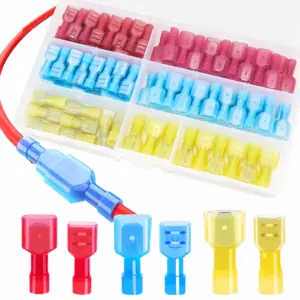 88/108Pcs Spade Connectors Kit, 22-10 AWG Male/Female Terminals, Nylon Insulated Crimp Connectors for Auto, Marine, Home, DIY