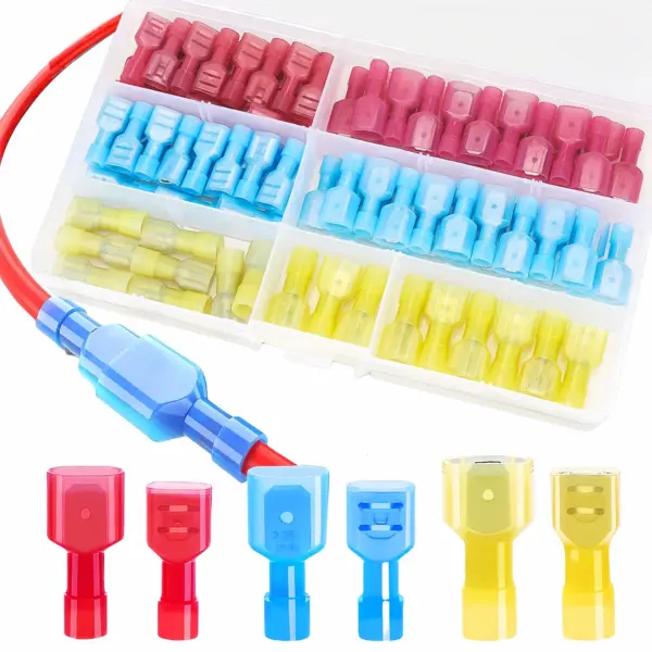 88/108Pcs Spade Connectors Kit, 22-10 AWG Male/Female Terminals, Nylon Insulated Crimp Connectors for Auto, Marine, Home, DIY