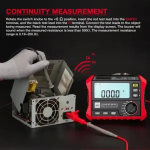 HT5203 High Voltage Insulation Resistance Tester with Clear Terminal Identification LINE V~= G EARTH and 1000V Test Capability