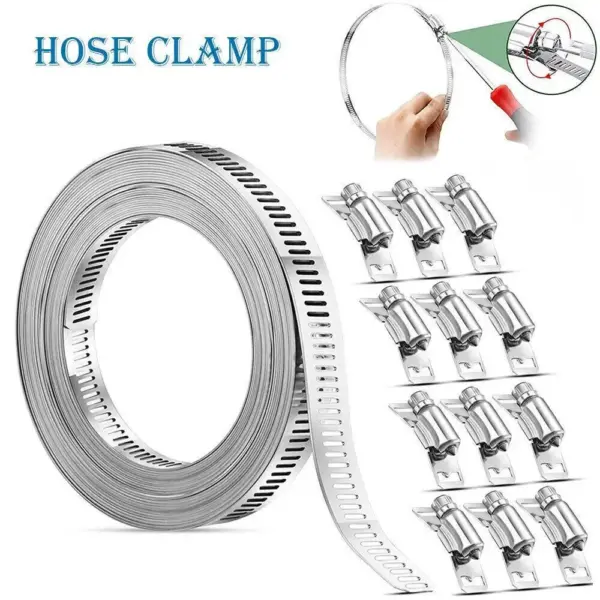 DIY 304 Stainless Steel Hose Clamp Strap Screw Band Adjustable Worm Gear Clip with Fasteners Pipe Ducting Hose Clamp Jubile Clip