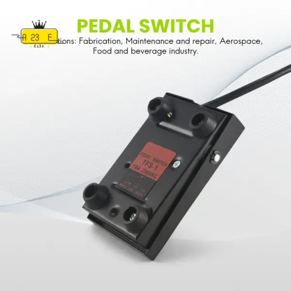 A23E-Hand Metal Foot Pedal Switch 1.8 Meters Cable 2 Pins Connector Spot Welding Tig Torch