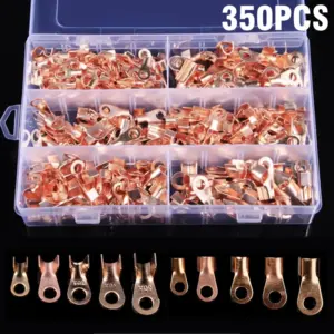 70/160/280/350PCS 10A-50A Open Crimp Ring Connector OT Cable Electrical Wire Terminal Copper Lugs Terminal Connectors Kit