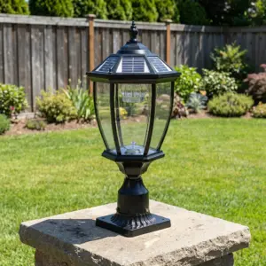 20 Inch High Black/Golden Solar LED Outdoor Lantern, Garden Light, Elegant Glass Design, Suitable for Small Paths, Courtyards, And Terraces (set Of 1)