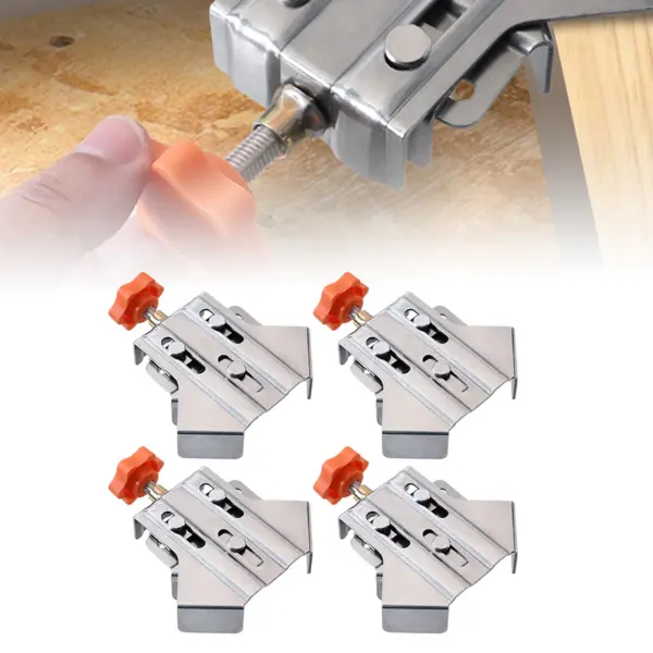 4PCS Folding Right-Angle Clamp, 90-Degree Clamp, Stainless Steel Woodworking Corner Clamp, suitable for DIY picture frame making