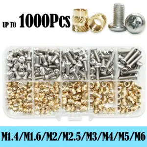 Brass Insert Nut and Stainless Steel Screw Kit M2 M3 M4 Threaded Heat Set Inserts Printing 3D Copper Hot Melt Nuts Machine Bolt