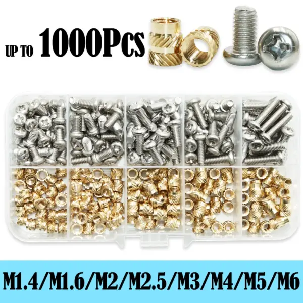 Brass Insert Nut and Stainless Steel Screw Kit M2 M3 M4 Threaded Heat Set Inserts Printing 3D Copper Hot Melt Nuts Machine Bolt