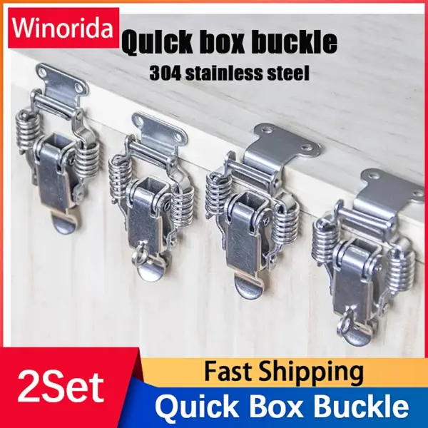 2Set 304 Stainless Steel Toggle Latches Spring Loaded Clamp Clip Case Box Latch Catch Clamp Clip Hasps Suitcase Case Lock Buckle