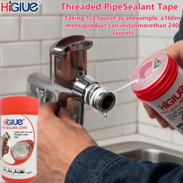 Threaded pipe joint waterproof and leak-proof raw tape, pipe sealing tape, adjustable PTFE tape, for flexible hoses/metal pipes