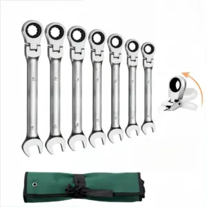 Flexible Head 8MM-19MM Ratcheting Wrench Set 180° Adjustable 72 Teeth CR-V Combination Wrenche Ratchet Socket Spanner Nut Tools