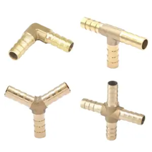 Fit Hose 3/4/6/8/10/12/14/16/19/25mm Barbed Equal/Reduce Elbow/Tee/Y/Cross 4 Ways Brass Pipe Fitting