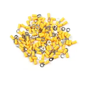 20/50pcs Insulated Ring Terminal Kit Yellow Nylon RV5.5 Series Crimp Connectors for Automotive Electrical Wiring Applications