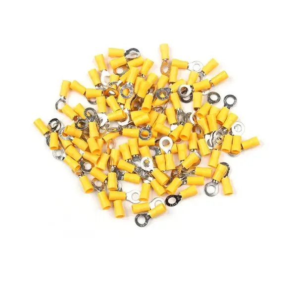 20/50pcs Insulated Ring Terminal Kit Yellow Nylon RV5.5 Series Crimp Connectors for Automotive Electrical Wiring Applications