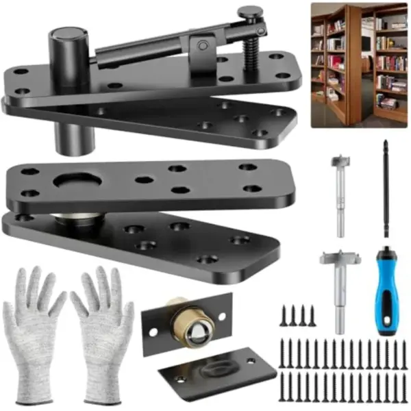 Hidden Door Hinge, 570Lbs Load-Bearing Thickened Solid Stainless Steel, 360° Rotation Heavy Duty Swinging Conceal Hinges Invisi