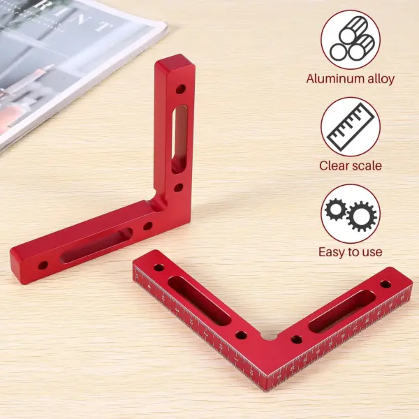 B08B-2 Pcs Aluminium Alloy 90 Degree Positioning Squares Right Angle Clamps Woodworking Carpenter Tool Corner Clamping Square