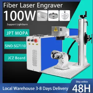 100W JPT MOPA Engraver MOPA 100W Fiber Laser Marking Machine 60W JPT M7 MOPA Laser For Metal Gold Silver Engraving Cutting with Rotary Axis 175MM+300MM Lens