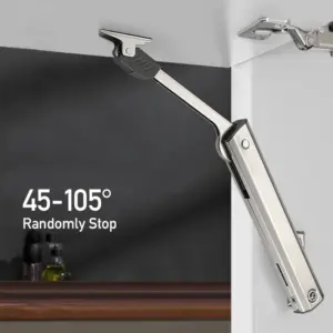 Heavy Duty Hydraulic Cabinet Hinge,45-105° Random Stop,Soft Closing Kitchen Hinges,Adjustable Door Support,Lift Up Door Hardware
