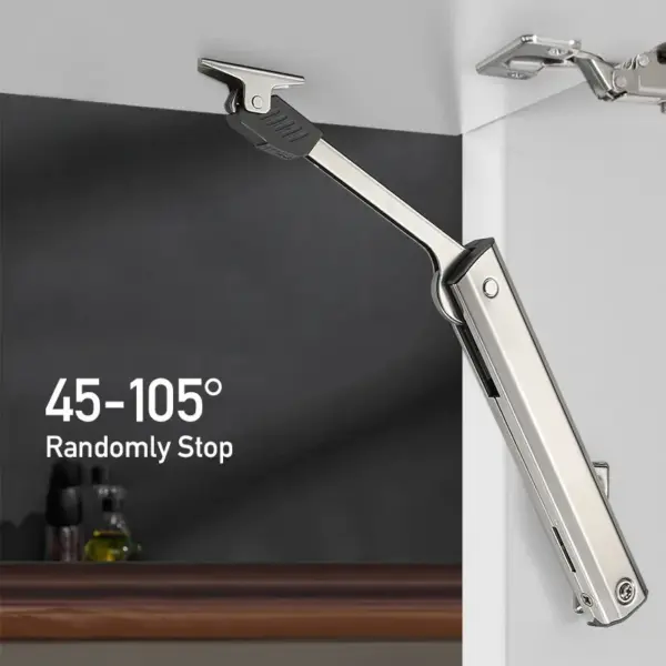 Heavy Duty Hydraulic Cabinet Hinge,45-105° Random Stop,Soft Closing Kitchen Hinges,Adjustable Door Support,Lift Up Door Hardware