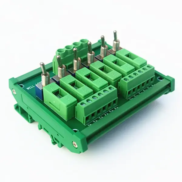 DIN Rail Mount 6 Channel DC Power Distribution Board Breaking Fuse Terminal Block with switch and  pilot lamp fuse module