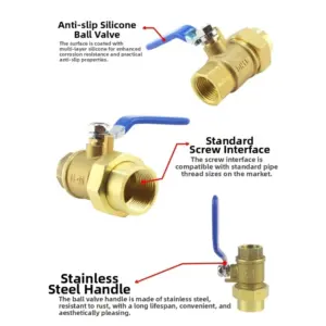 1pc Brass Ball Valve With Blue Lever Handle For Durable & Reliable For Water 8.2x6.7x2cm Ball Valve Home Improvement Plumbing