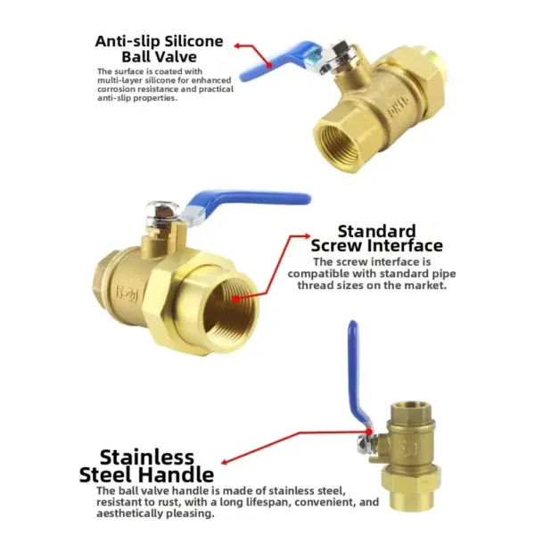 1pc Brass Ball Valve With Blue Lever Handle For Durable & Reliable For Water 8.2x6.7x2cm Ball Valve Home Improvement Plumbing