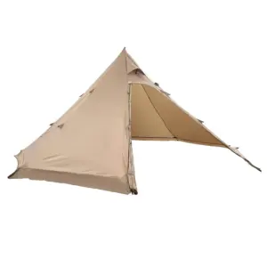 Hot tent for 4 persons, waterproof canvas tipi tent with stove jack, charcoal gray, portable lightweight 4-season shelter for h