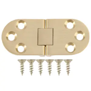 2Pcs Solid Brass Table Hinges Satin Finish Heavy Duty Folding Table Cabinet Door Cupboard Drawer Hinges for Home Workshop Repair