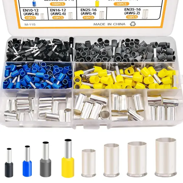 166/400PCS Wire Ferrules Kit 8 Sizes Silver Plated Copper Crimp Terminal Connector Sleeves for Wire Ends Terminals Kits