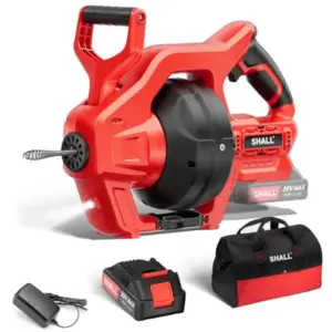 SHALL 20V Cordless Drain Auger with 25Ft Plumbing Drain Snake, Electric Snake Drain Hair Clog Remover W/ 2.0Ah Battery and Fast