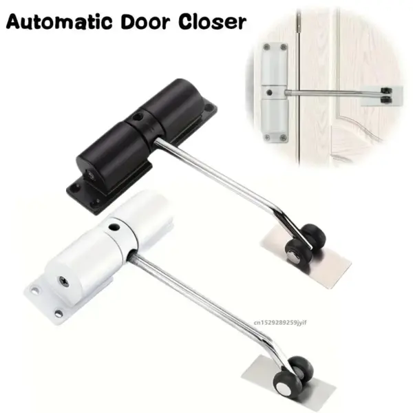 Automatic Door Closer Metal Adjustable Heavy Duty Safety Spring Silence Convert Hinged Door Interior Exterior Self-Closing