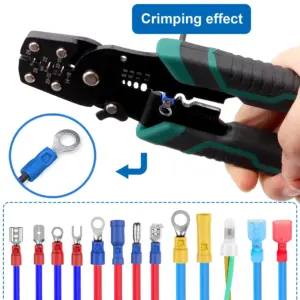 Wire Connectors Crimping Tool 22-10AWG Multifunctional Stripping Crimping Pliers with Stripper Cutter Terminal Crimper and Strip