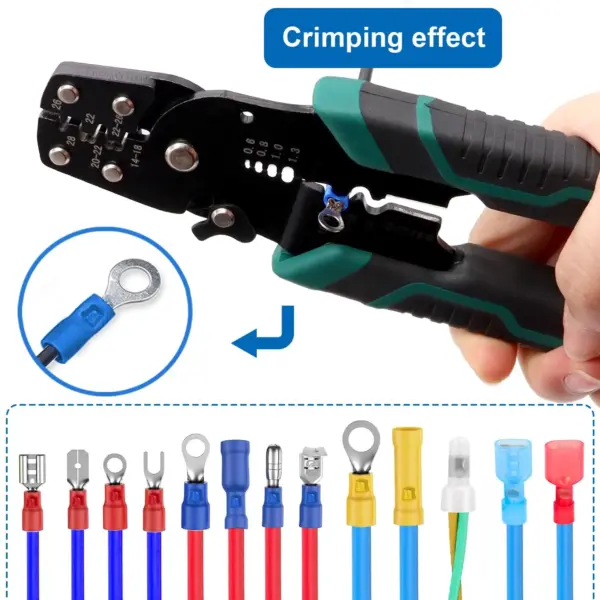 Wire Connectors Crimping Tool 22-10AWG Multifunctional Stripping Crimping Pliers with Stripper Cutter Terminal Crimper and Strip