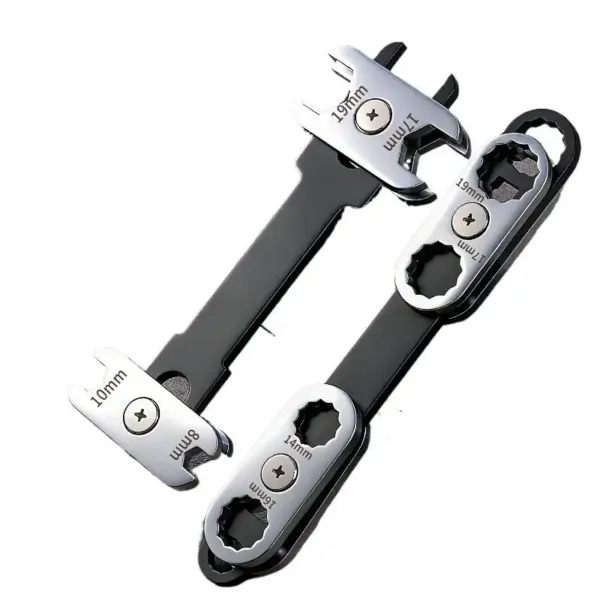 Manual Combination Box-End & Open-End Adjustable Wrench Portable 8-in-1 360° Rotatable Multi-Spec Repair Tool Home
