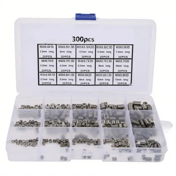 300Pcs Boxed 304 Stainless Steel Wire Thread Insert M3-M5 Thread Repair Helicoil Kit