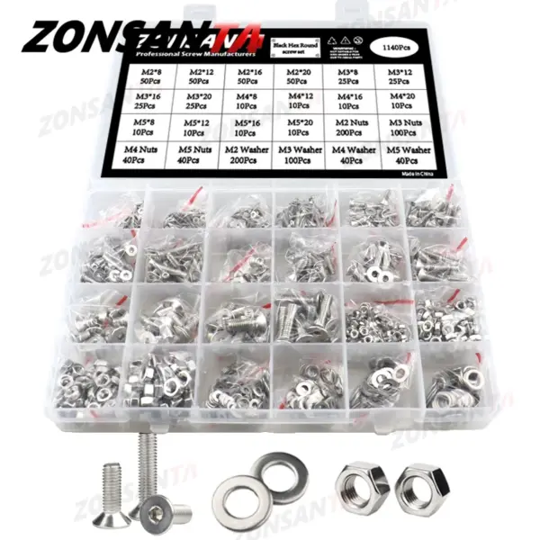 M2 M2.5 M3 M4 M5 304 Stainless Steel Allen Hexagon Hex Socket Flat Countersunk Head Screw furniture Bolt Set Box Kit DIN7991