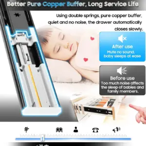 10'-24' 45mm Soft Close Drawer Slides Loading Capacity 45kg Runners Full Extension Ball Bearing Mute Rails 1 Pair