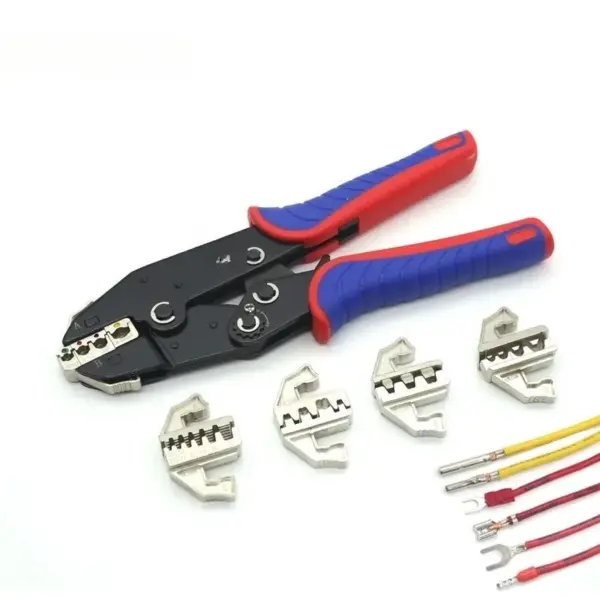 HS CIN-40J Ratchet Crimping Pliers Quick Change Head for Spade PV Insulated Bare Terminal Cold Press Industrial Electrical Tool