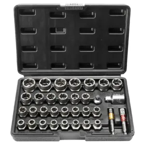 Bolt Extractor Set, 29-Piece Bolt And Nut Remover Set, 6mm To 10mm, , CR-MO Steel Extraction Socket Set With Storage Case, For