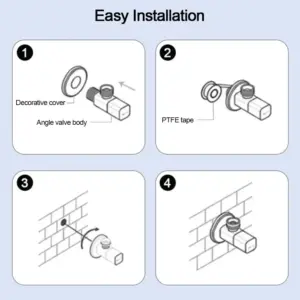 Durable Copper Angle Valve Replacement G1/2" Thread Water Outlet Valve Multi Functional Water Tap Connector Hardware