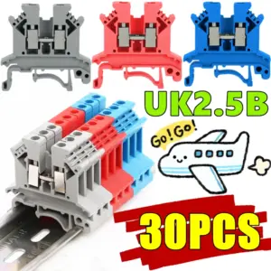 New 30/20/10PCS UK 2.5 Terminal Block UK2.5B Screw Connection Connect Strip 2.5B Cable Electrical Din Rail Wire Connector Tools