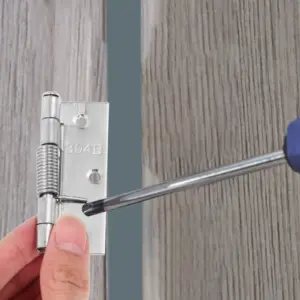 2Pcs Self Closing Door Hinges Stainless Steel Heavy Duty Spring Loaded Hinges for Wood Screen Basement Bathroom Laundry Doors