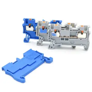 DIN Rail Terminal Block 1.5mm² Spring Clamp, PA66 UL94-V0 PT1.5/S Model, 10Pcs Compact Electrical Connectors
