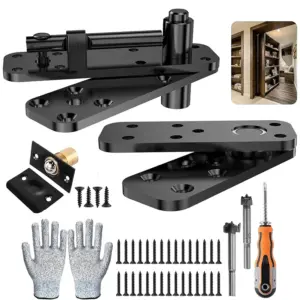 Hidden Pivot Hinge 570LBS Load-Bearing Heavy Duty Hardware for Bookcase Door Kit 360 Rotation Invisible Hinges for Secret Door